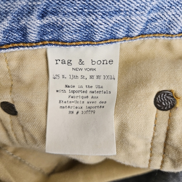 Rag & Bone Fit 2 Slim Straight Jeans Button Fly Light Wash Distressed Denim 31 - Picture 11 of 12
